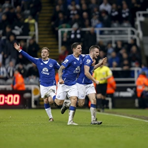 Thrilling Moment: Cleverly and Besic's Euphoric Goal Celebration for Everton at St James Park