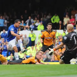 Tim Cahill Scores the First Goal: Everton vs. Wolverhampton Wanderers, Barclays Premier League, Goodison Park Tim Cahill Scores the First Goal: Everton vs. Wolverhampton Wanderers, Barclays Premier League, Goodison Park