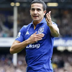 Tim Cahill's Euphoria: Everton's First Goal Against Aston Villa in the Barclays Premier League (10 September 2011)