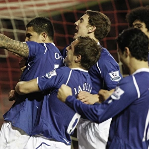 Tim Cahill's Euphoric Goal Celebration: Everton's Historic First at Middlesbrough in the 08/09 Premier League