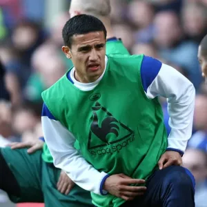 Tim Cahill's Pre-Match Ritual: Everton Star Warms Up at Goodison Park Before Newcastle Clash (Barclays Premier League, 13 May 2012)