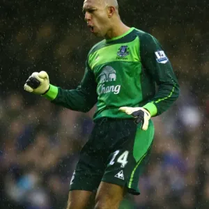 Tim Howard and Louis Saha: Exulting in Everton's Thrilling Opening Goal vs. Blackpool (February 2011) Tim Howard and Louis Saha: Exulting in Everton's Thrilling Opening Goal vs. Blackpool (February 2011)