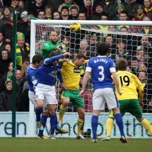 Tim Howard's Defiant Save: A Tense Moment in the Norwich City vs. Everton Premier League Clash (February 23, 2013)