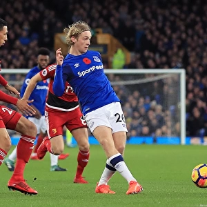 Tom Davies of Everton in Action against Watford at Goodison Park, Premier League