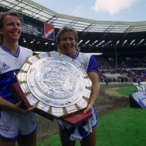 Trevor Steven and Adrian Heath with the Charity Shield