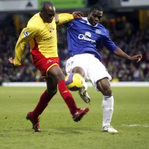 Watford v Everton Steve Kabba of Watford in action with Evertons Joseph Yobo