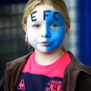 Young Everton Fan in Face Paint: Everton FC vs Stoke City, Barclays Premier League, Goodison Park (2010)