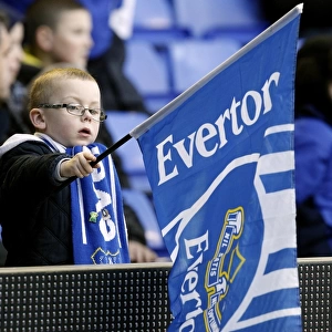 Young Everton Fan's Excitement: Everton vs. Wigan Athletic, Barclays Premier League, Goodison Park (2010)