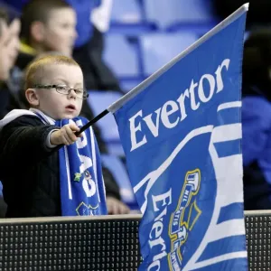 Young Everton Fan's Excitement: Everton vs. Wigan Athletic, Barclays Premier League, Goodison Park (2010)