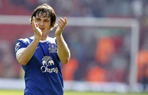 Images Dated 5th May 2013: 0-0 Stalemate at Anfield: Leighton Baines in Action for Everton vs. Liverpool (May 5, 2013)