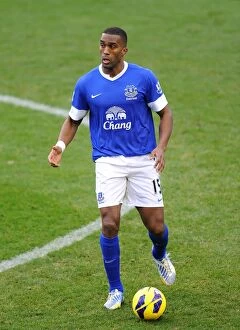 Images Dated 12th January 2013: 0-0 Stalemate at Goodison Park: Sylvain Distin's Defensive Battle against Swansea City