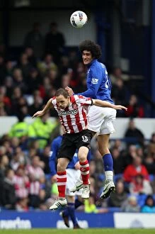 09 April 2012 v Sunderland, Goodison Park Collection: Aerial Clash: Fellaini vs. Vaughan at Goodison Park - Everton vs