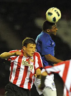 Kieran Agard Prints: Agard Soars High: Everton's Kieran Outjumps Sunderland's Madden