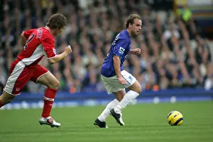 Everton V Middlesbrough Prints: Agile Agility: Van der Meyde Outmaneuvers Pogatetz with Slick Footwork
