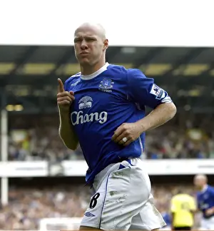 Andrew Johnson celebrates scoring the first goal for Everton