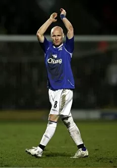 Andrew Johnson of Everton applauds the travelling fans