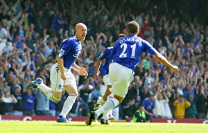Everton v Liverpool Gallery: Andy Johnson and Leon Osman