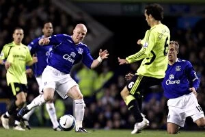 Images Dated 17th April 2008: Andy Johnson vs. Ricardo Carvalho: A Battle at Goodison Park, Everton vs
