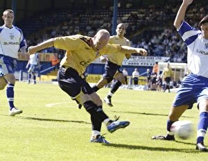 Bury v Everton Collection: Andy Johnson's Powerful Shot for Everton