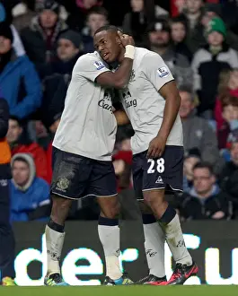 14 January 2012, Aston Villa V Everton Prints: Anichebe and Saha: A Dual Celebration of Everton's First Goals Against Aston Villa (January 14)