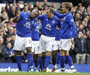 Images Dated 31st March 2012: Anichebe Scores His Second: Everton's Victory Moment vs. West Bromwich Albion (31 March 2012)
