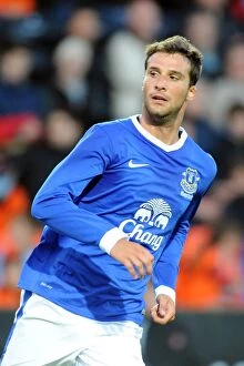Images Dated 19th July 2012: Apostolos Vellios Leads Everton at Tannadice Park: Pre-Season Friendly Against Dundee United