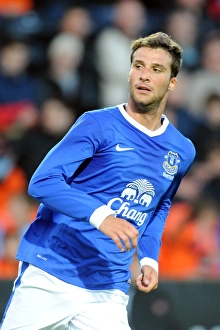 Framed Print : Apostolos Vellios Leads Everton at Tannadice Park: Pre-Season Friendly Against Dundee United