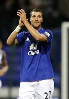 Images Dated 26th November 2011: Apostolos Vellios Scores the Game-Winning Goal for Everton against Bolton Wanderers (November 26)
