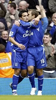 Images Dated 28th October 2006: Arsenal v Everton 28 / 10 / 06 Tim Cahill celebrates scoring the first goal for Everton
