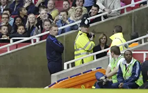 Arsenal v Everton Everton manager David Moyes is led away by police after being sent off by referee Mike