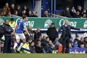 Images Dated 19th March 2016: Arsene Wenger Reacts on the Touchline: Everton vs. Arsenal, Barclays Premier League at Goodison Park
