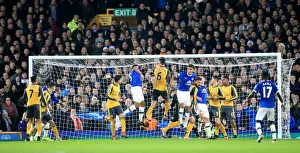 Framed Print : Ashley Williams Scores Everton's Second Goal: Everton vs Arsenal at Goodison Park, Premier League