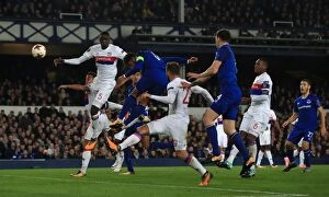 Images Dated 19th October 2017: Ashley Williams Scores First Goal for Everton in Europa League Clash against Olympique Lyonnais at