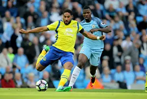 Soccer Football Prints: Ashley Williams vs. Kelechi Iheanacho: A Battle at Etihad Stadium - Everton vs