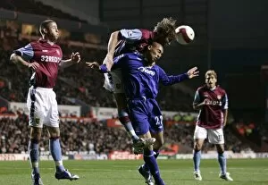 Aston Villa v Everton Gallery: Aston Villa v Everton James Vaughan in action against Olof Mellberg