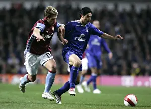 Aston Villa v Everton Stilian Petrov in action against Mikel Arteta