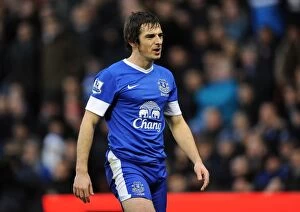 Images Dated 15th December 2012: Baines at Britannia: Everton vs Stoke City - A 1-1 Battle in the Premier League (15-12-2012)