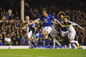 Images Dated 26th October 2011: Baines Penalty Saved: Everton vs Chelsea, Carling Cup Fourth Round, Goodison Park (2011)