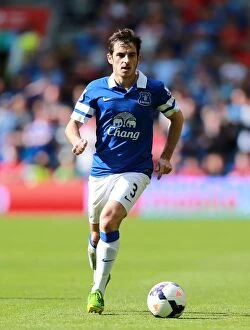 Images Dated 31st August 2013: Barclays Premier League: A Scoreless Stalemate at Cardiff City Stadium - Everton's Leighton Baines