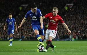 Images Dated 4th April 2017: Barry vs Shaw: Intense Battle for Ball Possession - Manchester United vs Everton, Premier League