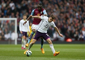 Framed Print : Battle for the Ball: Benteke vs. Coleman - Aston Villa vs. Everton, Premier League