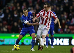 Stoke City 1 V Everton 1 : Britannia Stadium : 15-12-2012 Prints: Battle for the Ball: Charlie Adam vs