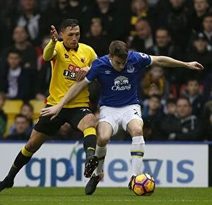 Images Dated 10th December 2016: Battle for the Ball: Coleman vs. Holebas - Everton vs. Watford