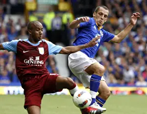 10 September 2011 Everton V Aston Villa Prints: Battle for the Ball: Delph vs Osman at Goodison Park - Everton vs Aston Villa