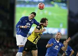 Football Soccer Prints: Battle for the Ball: Funes Mori vs. Doidge - Everton's Emirates FA Cup Clash
