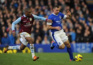 Everton 3 V Aston Villa 3 : Goodison Park : 02-02-2013 Prints: Battle for the Ball: Gibson vs
