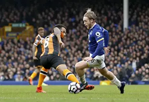 Everton V Hull City - Goodison Park Prints: Battle for the Ball: A Head-to-Head Clash between Everton's Tom Davies and Hull City's Tom Huddlestone