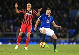 Images Dated 15th December 2014: Battle for the Ball: Jagielka vs. Zamora - Everton vs. Queens Park Rangers, Premier League Rivalry
