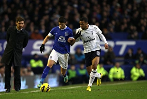 Everton 2 V Tottenham Hotspur 1 : Goodison Park : 09-12-2012 Prints: Battle for the Ball: Mirallas vs