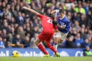 Everton 3 V Liverpool 3 : Goodison Park : 23-11-2013 Prints: A Battle for the Ball: Mirallas vs